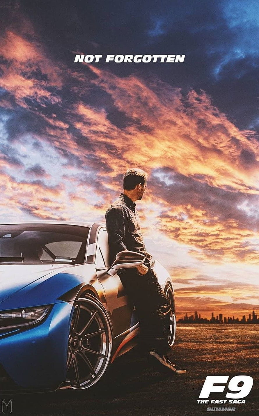 F9 The Fast Saga Movie Poster Featuring Paul Walker and Blue Honda NSX at Sunset HD phone wallpaper