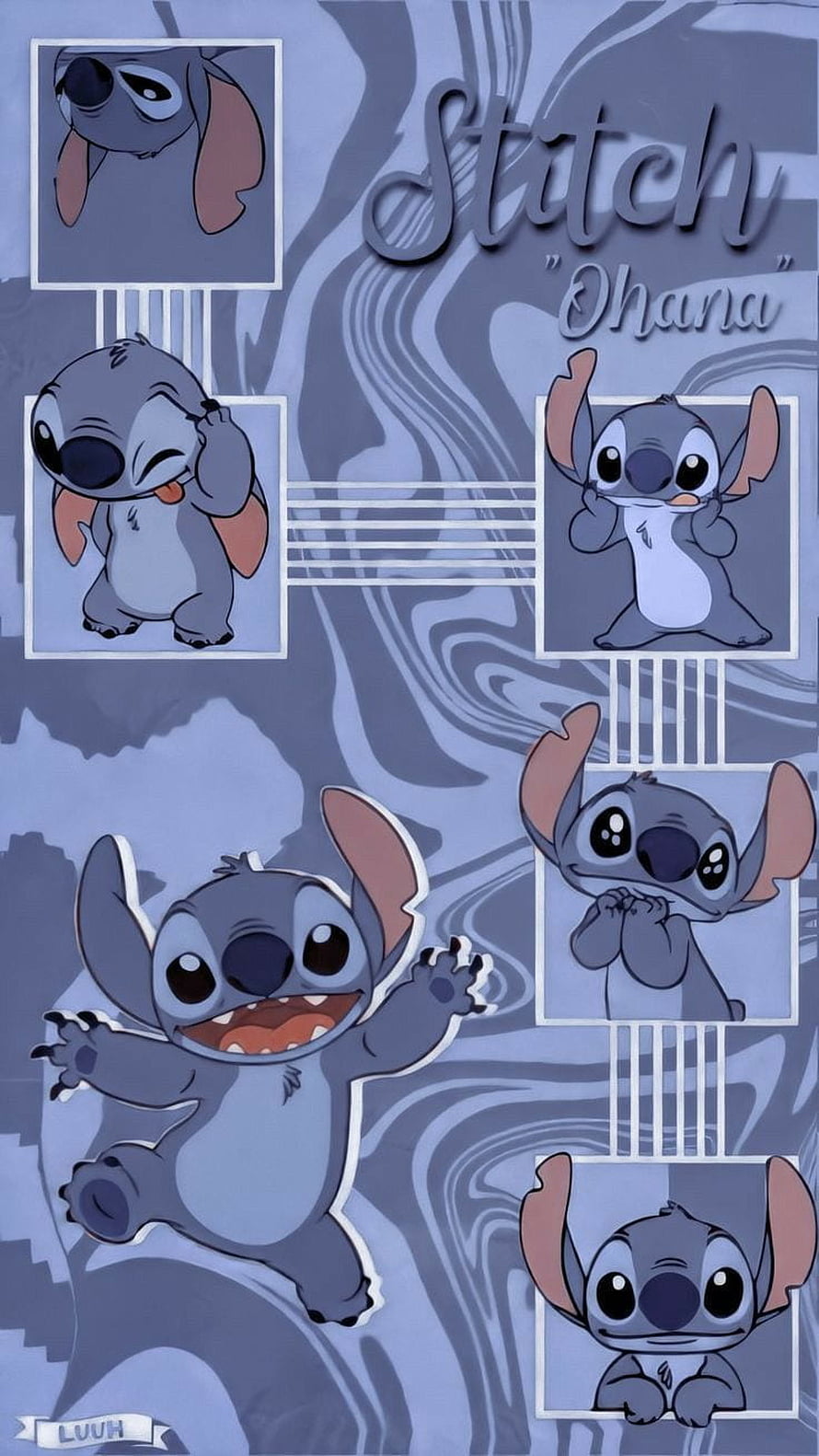 Stitch Ohana Aesthetic Collage Wallpaper with Multiple Character Poses HD phone wallpaper