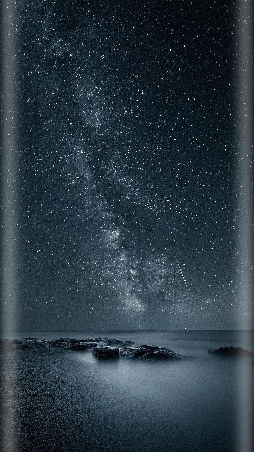 Milky Way Galaxy Over Misty Ocean Shore With Shooting Star Night Sky HD phone wallpaper