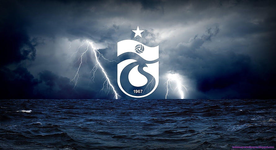 Trabzonspor Club Crest Against Dramatic Stormy Ocean Sky With Lightning HD wallpaper
