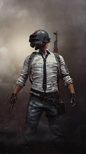 PUBG Mobile Soldier Character in Tactical Gear with Helmet and Weapons HD phone wallpaper