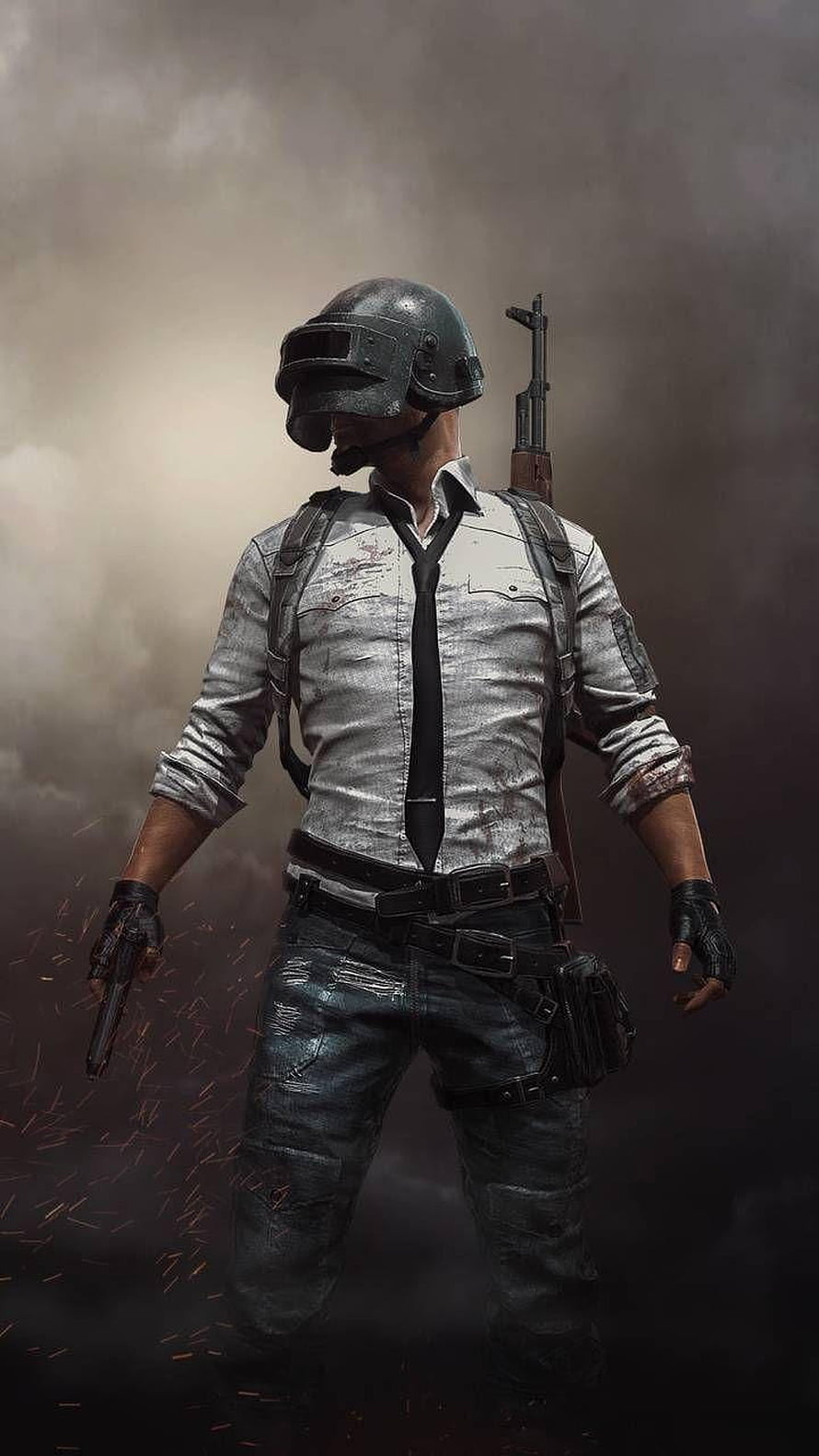 PUBG Mobile Soldier Character in Tactical Gear with Helmet and Weapons HD phone wallpaper
