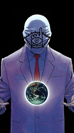20th Century Boys Anime Character with Eye Mask and Glowing Earth HD phone wallpaper