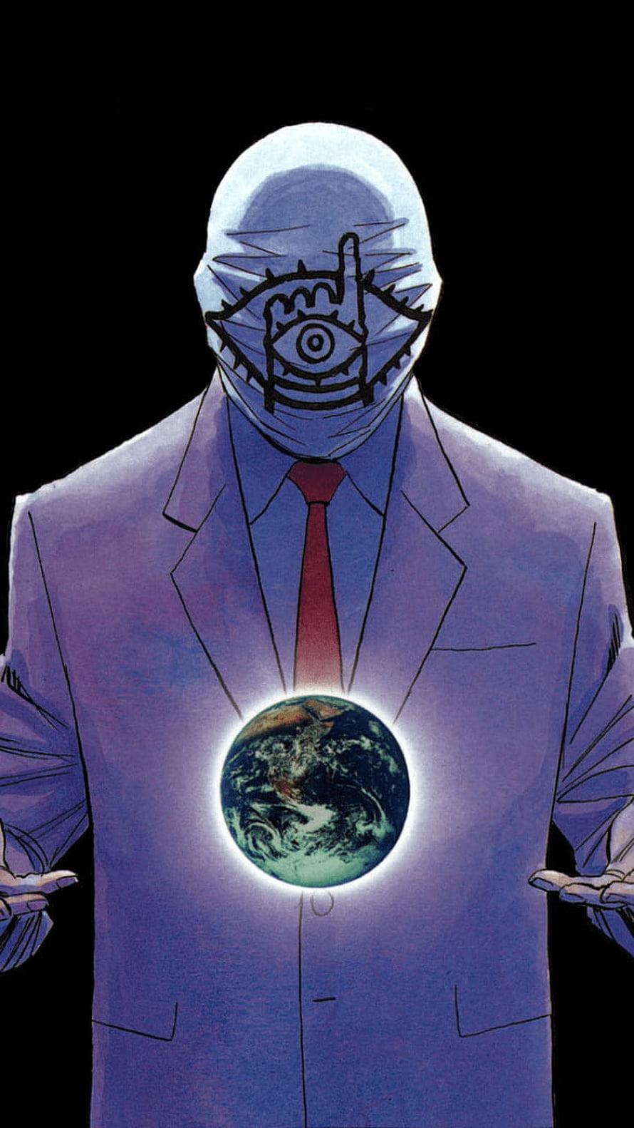20th Century Boys Anime Character with Eye Mask and Glowing Earth HD phone wallpaper