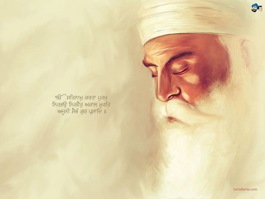 Sant Bani Amrit Digital Art Portrait With Gurmukhi Text HD wallpaper