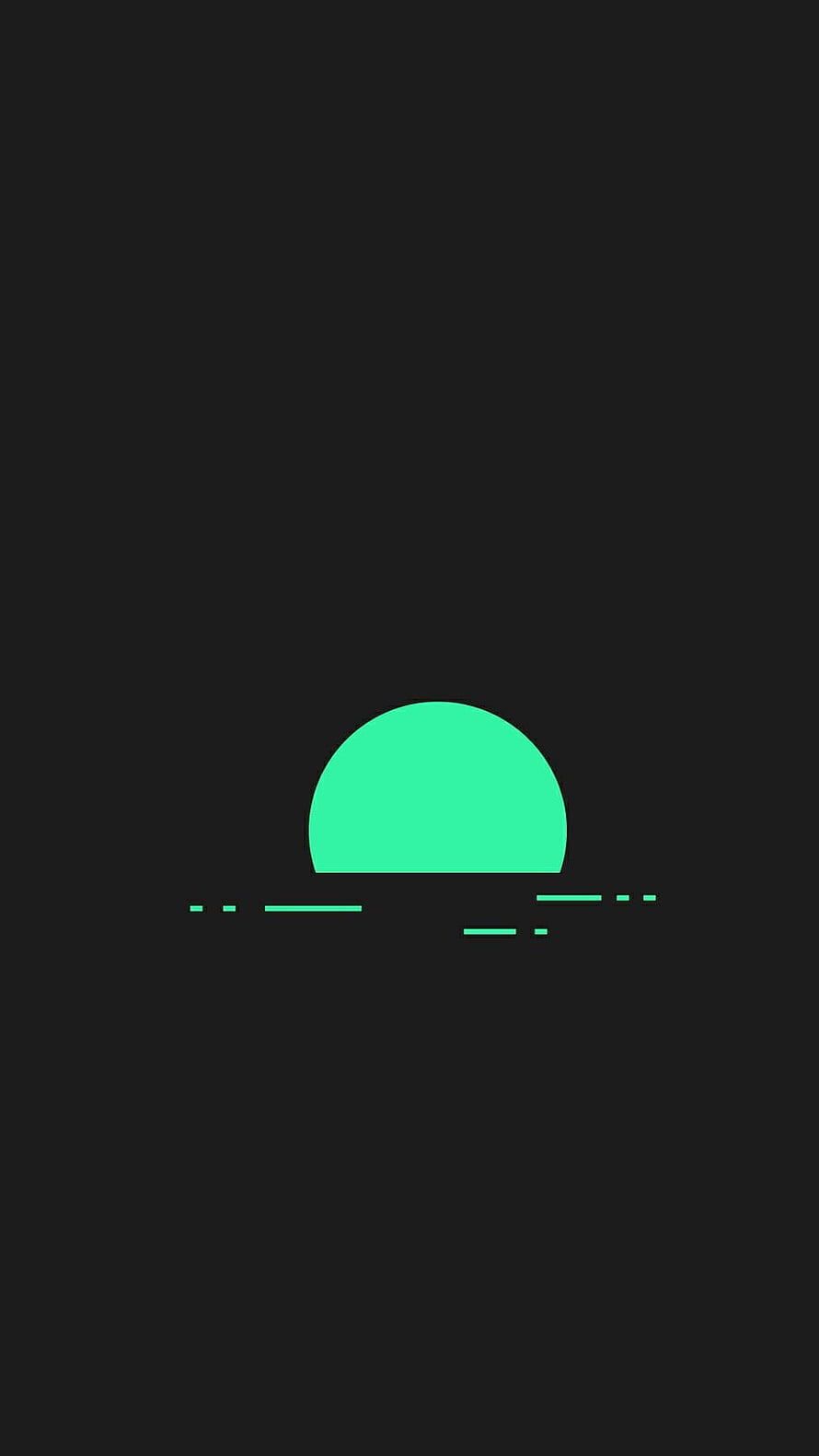 Minimalist Dark Sunset with Mint Green Sun and Horizon Lines on Black Background HD phone wallpaper