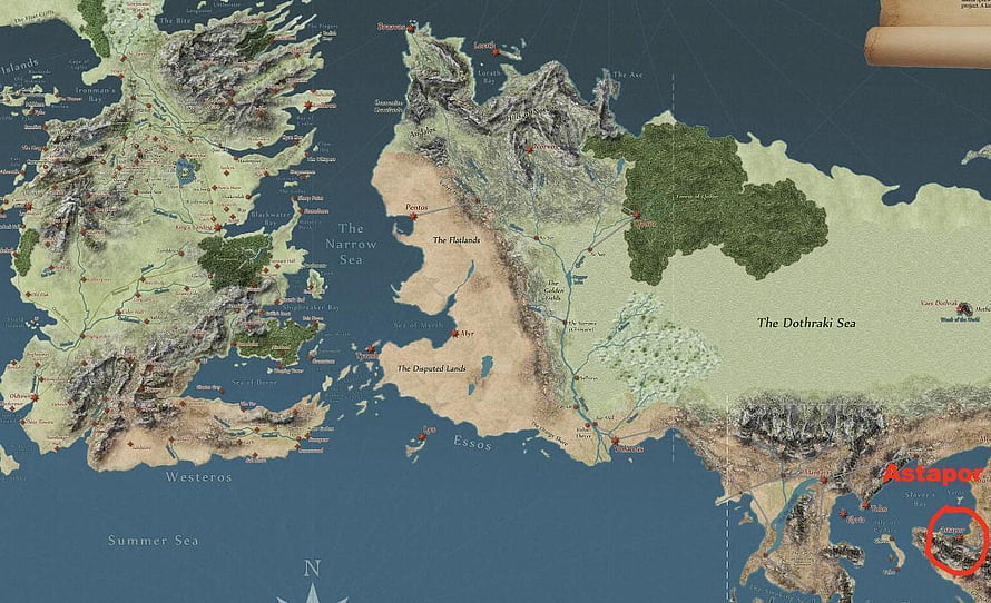 Game of Thrones World Map Featuring Westeros, Essos, and the Dothraki Sea HD wallpaper