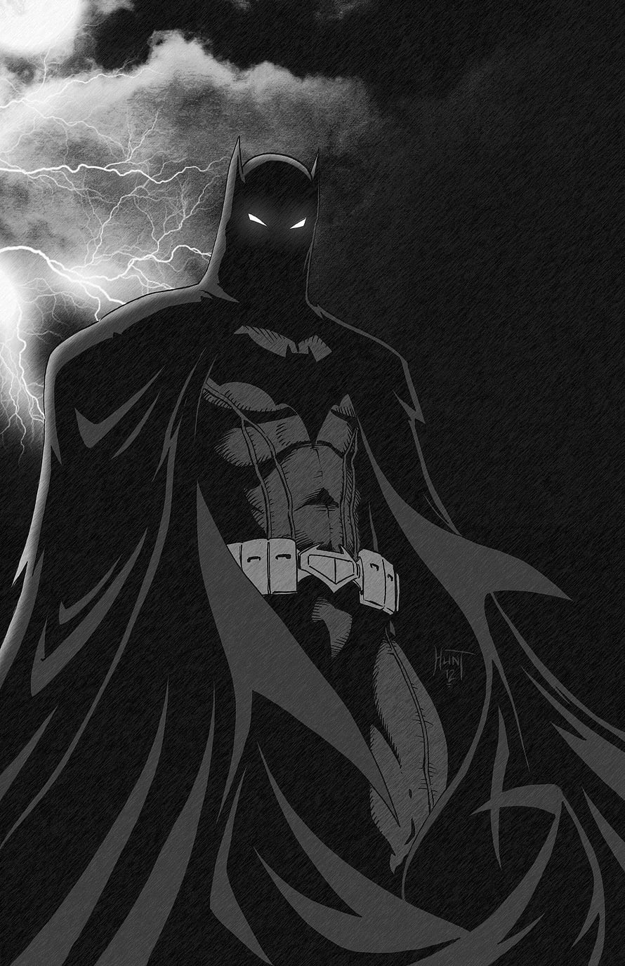 Dark Batman Silhouette With Glowing Eyes Against Lightning Storm, batman black and white, #Batman HD phone wallpaper