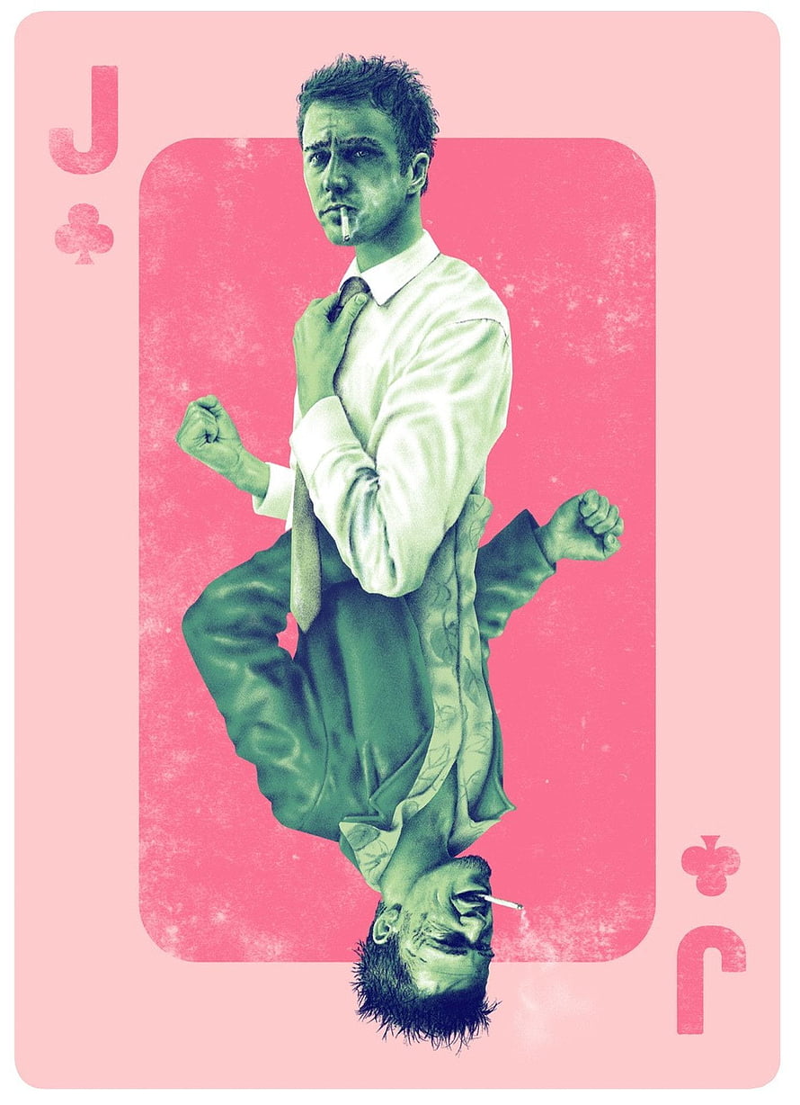 Fight Club Jack Club Playing Card Poster with Pink and Green Duotone Design HD phone wallpaper