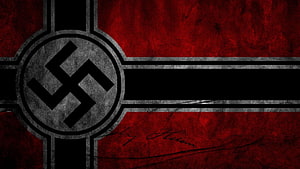 Grunge textured Nazi flag design with swastika symbol in black and red HD wallpaper