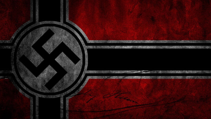 Grunge textured Nazi flag design with swastika symbol in black and red HD wallpaper