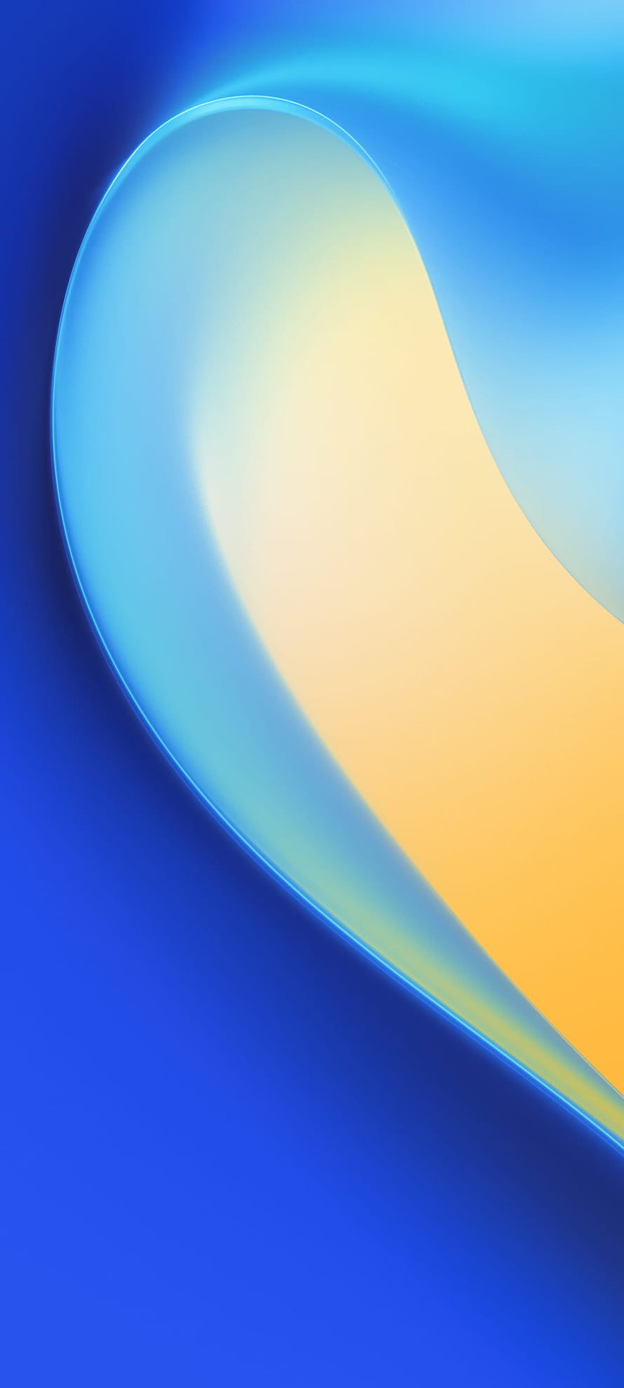 Abstract Blue and Yellow Gradient Wave with Smooth Curved Glass Shape HD phone wallpaper