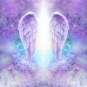 Ethereal Angel Wings in Soft Purple and Blue Light with Dreamy Bokeh Background HD phone wallpaper