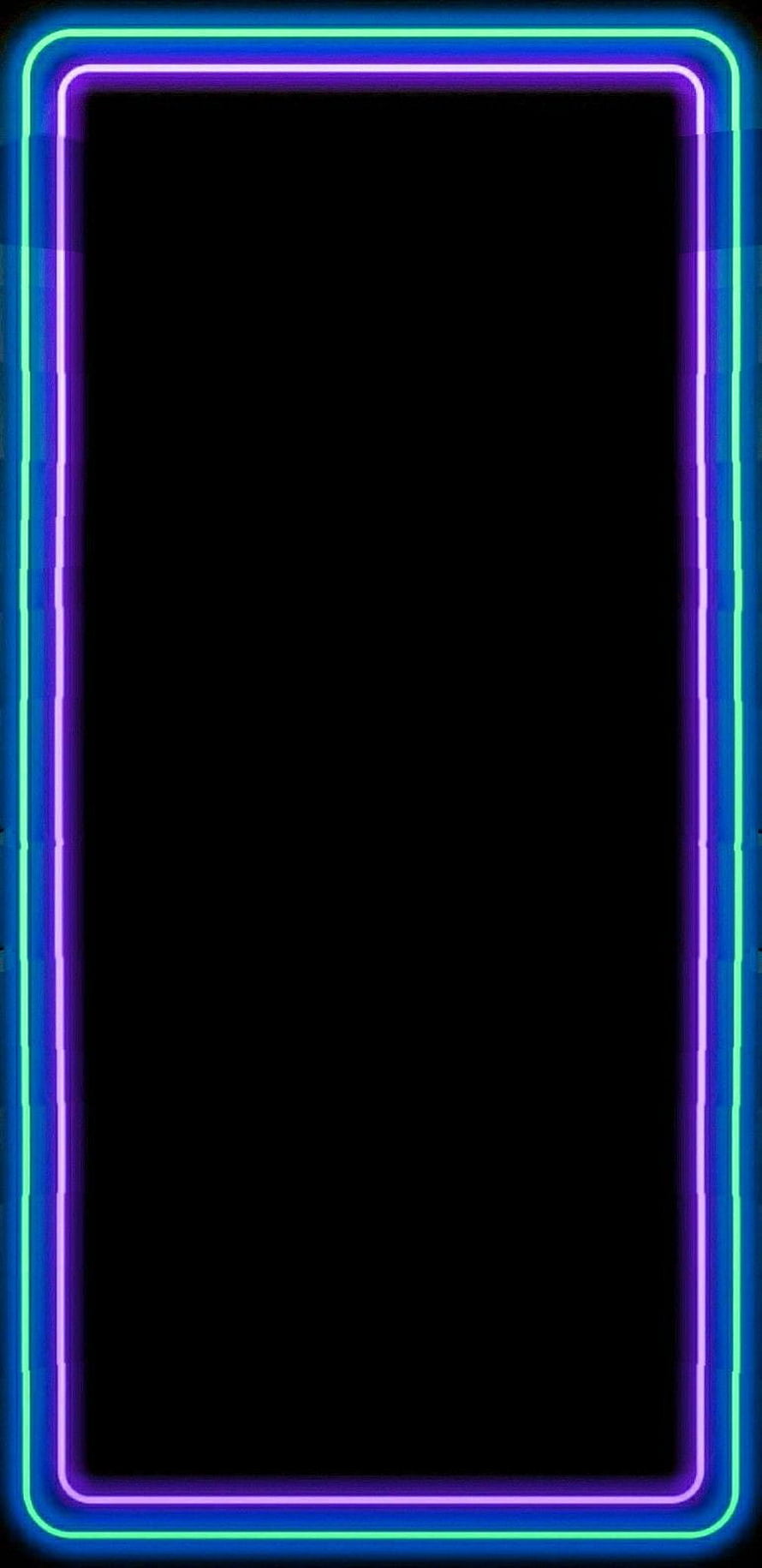 Neon Light Frame Wallpaper With Glowing Blue And Purple Borders On Black Background HD phone wallpaper