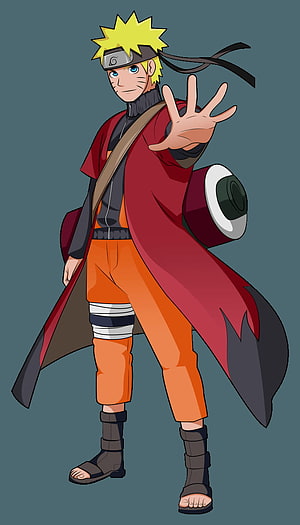 Naruto Uzumaki Anime Character Artwork in Red Hokage Cloak and Orange Outfit HD phone wallpaper