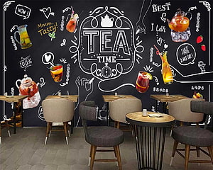 Chalkboard Tea Time Mural for Cafe and Bar Interior Design HD wallpaper