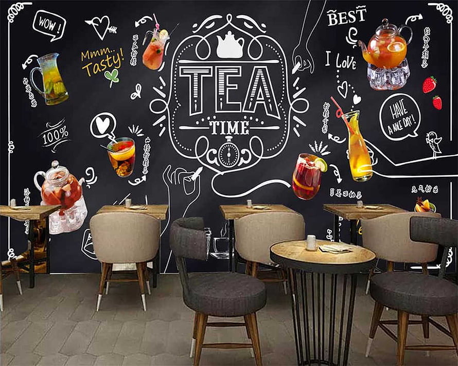 Chalkboard Tea Time Mural for Cafe and Bar Interior Design HD wallpaper