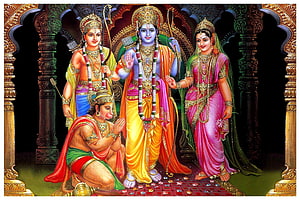 Ram Darbar: Lord Rama, Sita, Lakshmana, and Hanuman in Traditional Indian Temple Art, Ram Darbar 3d , #ram darbar HD wallpaper