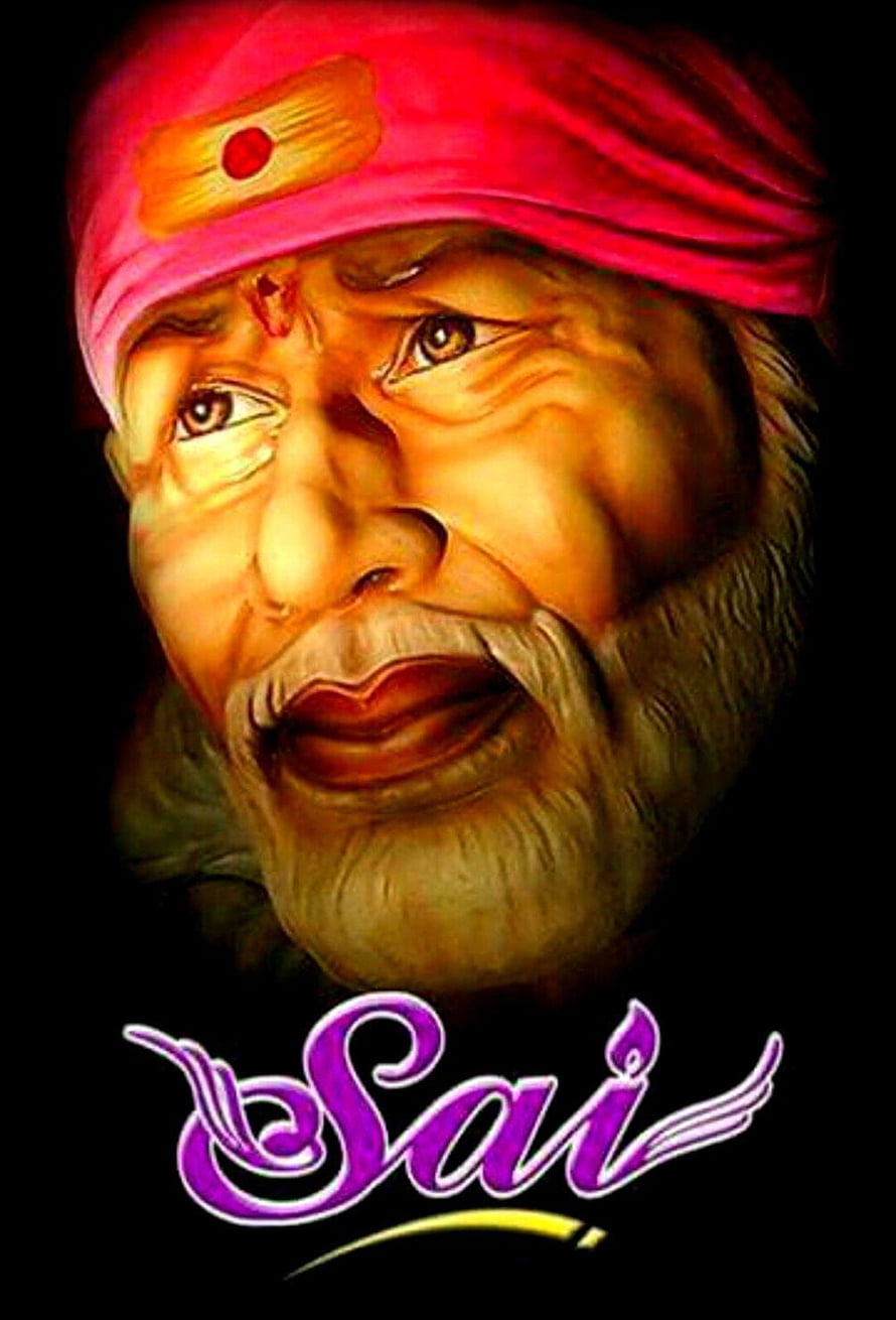 Portrait of Sai Baba with Pink Turban and Sacred Mark on Forehead HD phone wallpaper