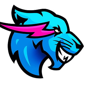MrBeast Gaming Esports Team Logo with Blue Panther Head and Pink Lightning Accent HD phone wallpaper