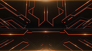 Futuristic Orange Neon Geometric Lines Abstract Technology Background HD wallpaper
