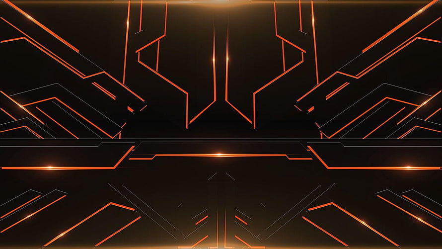 Futuristic Orange Neon Geometric Lines Abstract Technology Background HD wallpaper