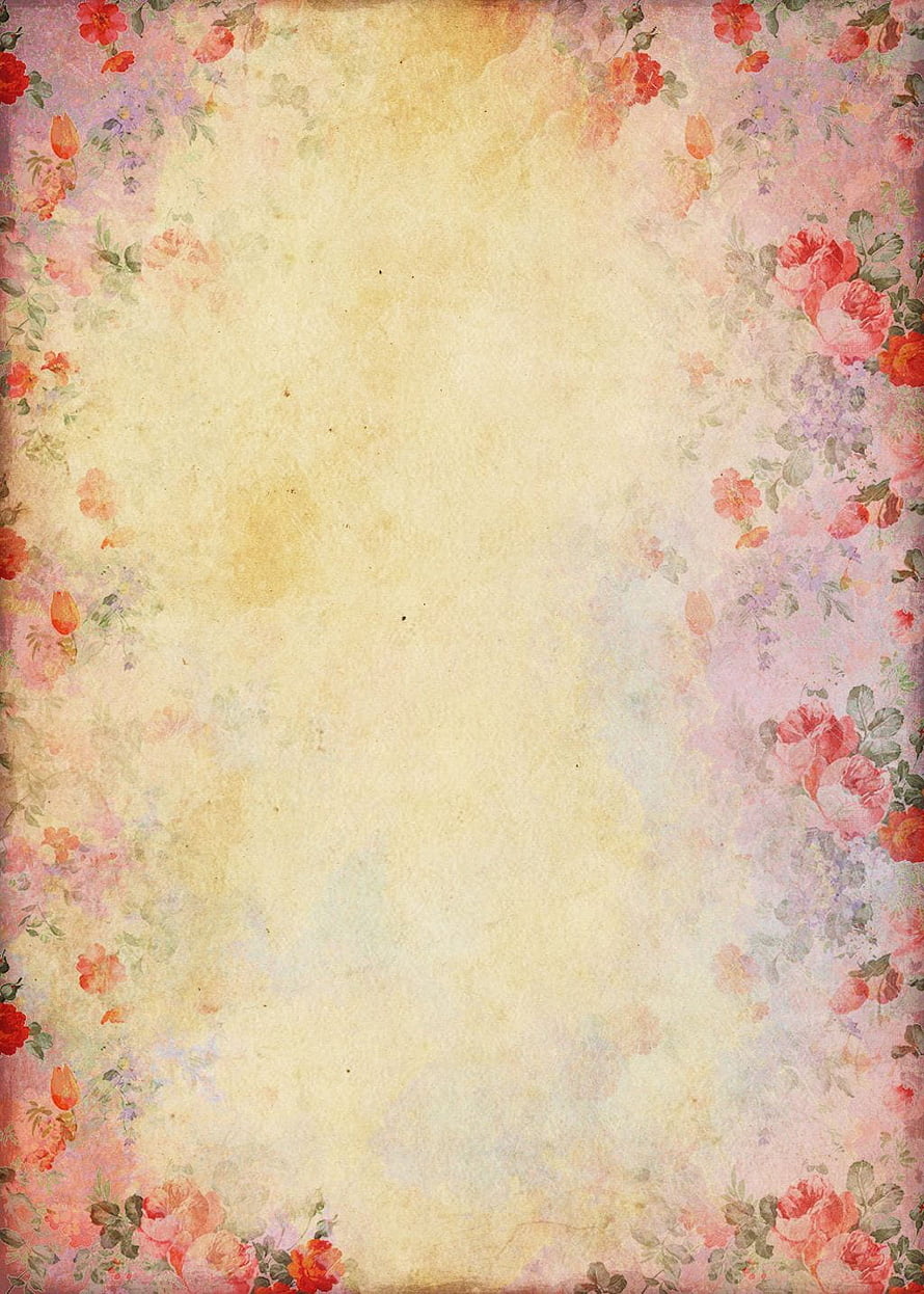 Vintage Floral Watercolor Border with Soft Pink Roses and Aged Paper Texture HD phone wallpaper