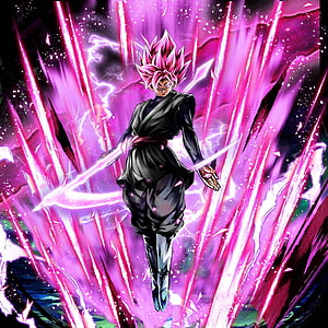 Goku Black Super Saiyan Rose Anime Artwork with Pink Energy Aura HD phone wallpaper