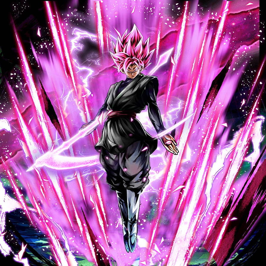 Goku Black Super Saiyan Rose Anime Artwork with Pink Energy Aura HD phone wallpaper