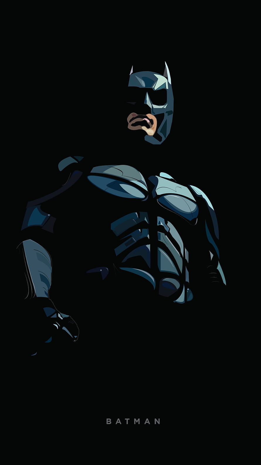 Batman in Dark Tactical Armor Minimalist Digital Illustration on Black Background, DC AMOLED, amoled black batman HD phone wallpaper