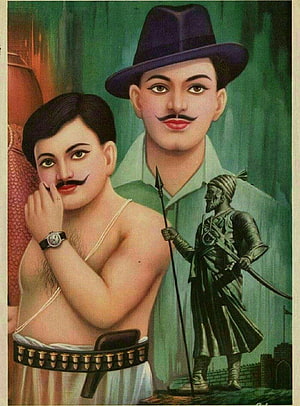 Chandra Shekhar Azad and Jadeja Jaypalsinh Historical Portrait Illustration HD phone wallpaper