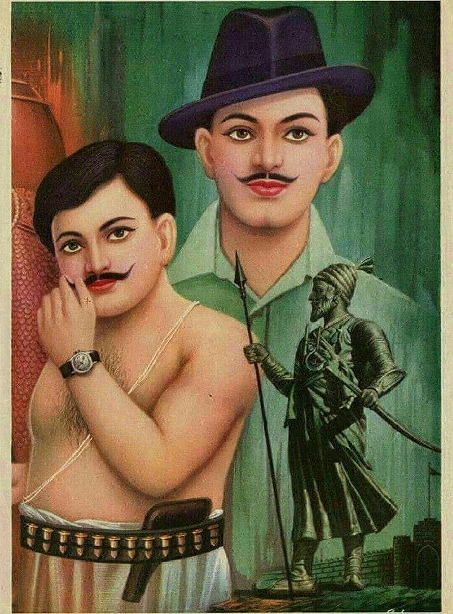 Chandra Shekhar Azad and Jadeja Jaypalsinh Historical Portrait Illustration HD phone wallpaper