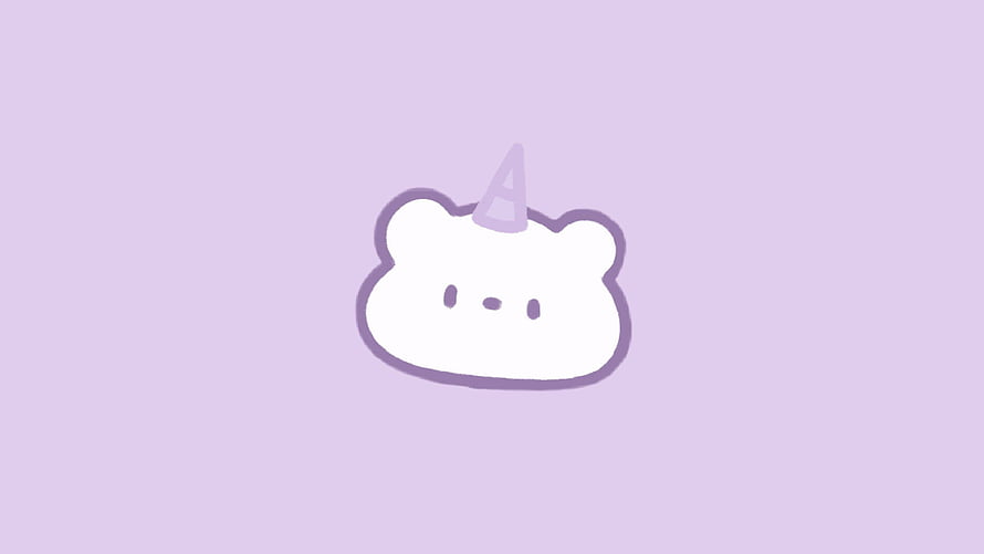 Cute White Unicorn Head Illustration on Pastel Purple Background HD wallpaper