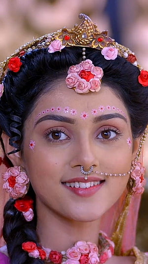 Radha Mallika Singh in Traditional Indian Bridal Attire with Floral Crown and Nose Ring HD phone wallpaper