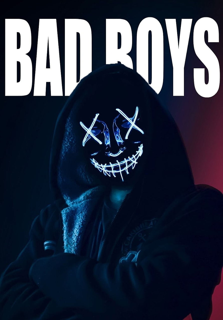 Bad Boys Hoodie with Glowing LED Mask and Neon Smile HD phone wallpaper