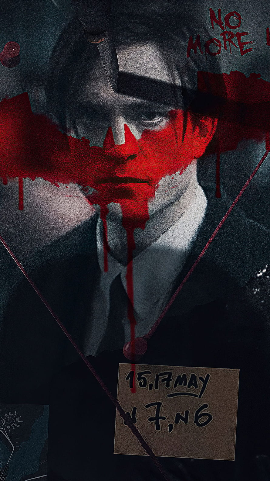The Batman 2022 Dark Poster Featuring Robert Pattinson With Red Splatter and No More Text, Robert Pattinson In The Batman 2022 Ultra Mobile, the batman logo 2022 HD phone wallpaper