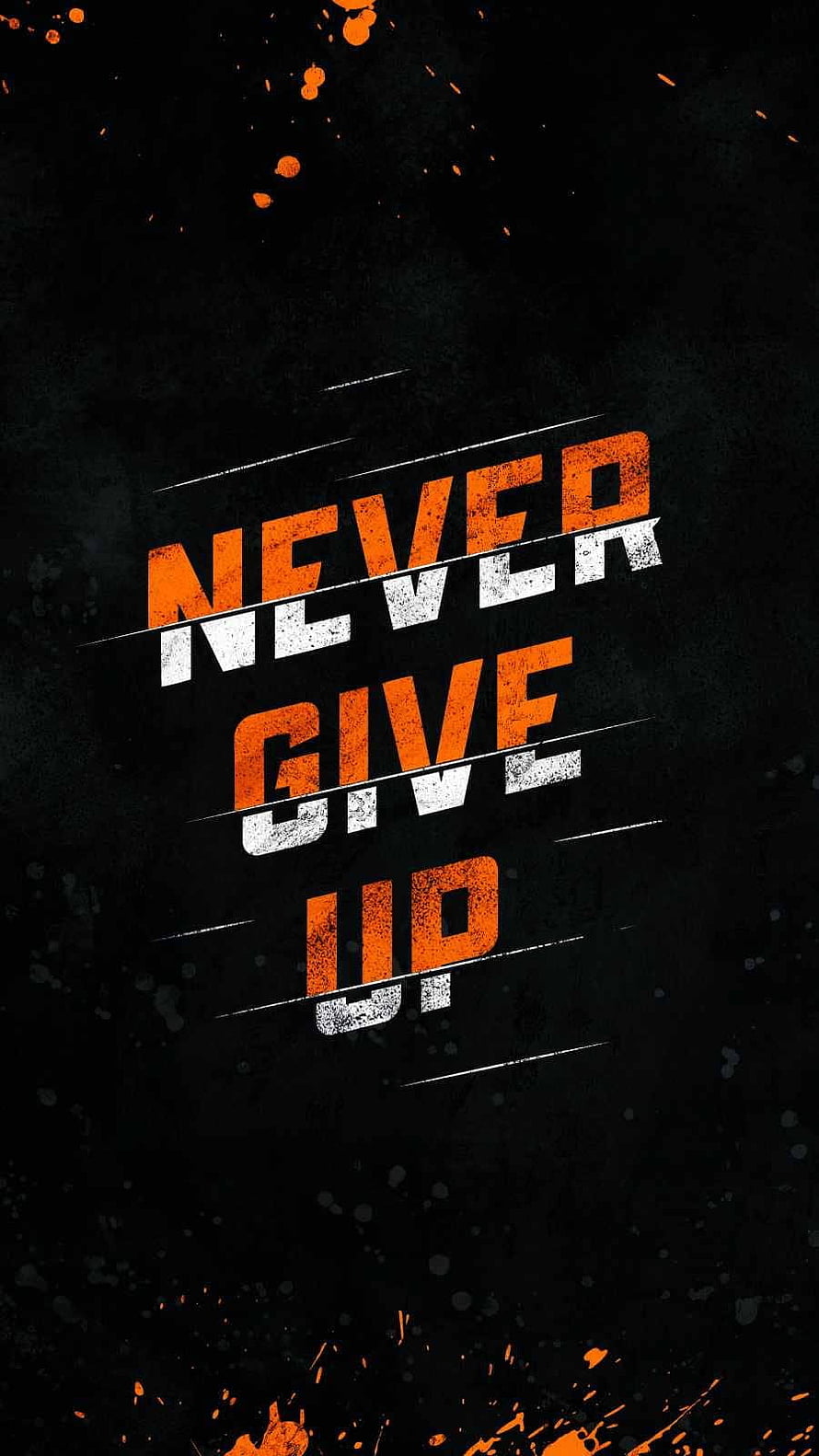 Never Give Up Grunge Typography Motivational Quote on Black Background HD phone wallpaper
