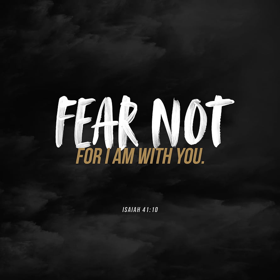Fear Not For I Am With You Bible Verse on Dark Stormy Clouds HD phone wallpaper