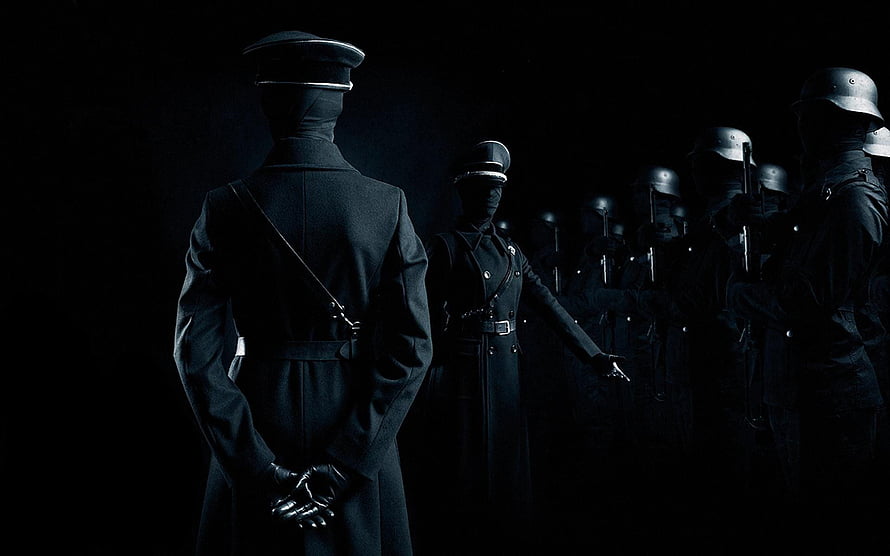 Dark Silhouette of Military Officers and Soldiers in Uniform HD wallpaper