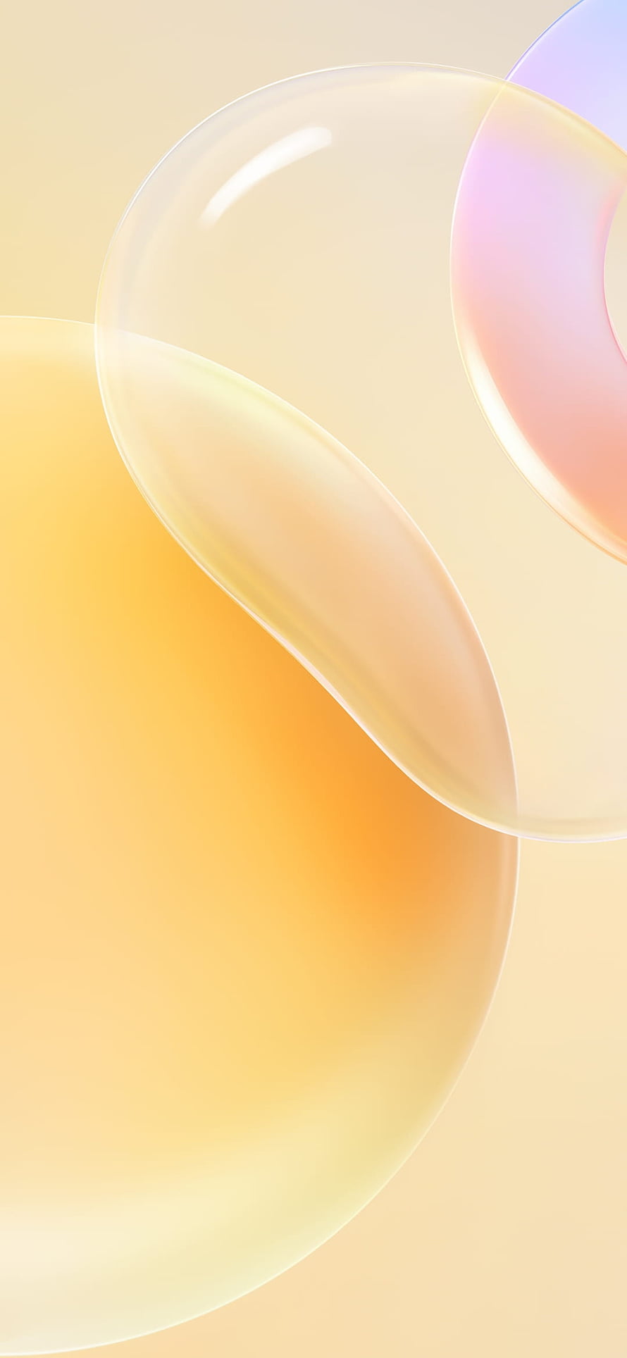 Soft Pastel Abstract 3D Bubbles with Warm Yellow and Pink Gradients HD phone wallpaper