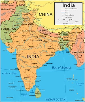 Detailed Political Map of India Showing Major Cities, Rivers, and Neighboring Countries HD phone wallpaper