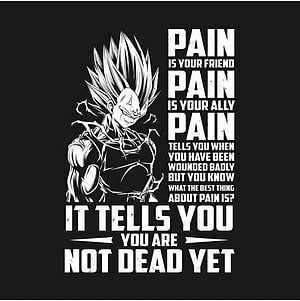Vegeta Super Saiyan Black And White Anime Wallpaper With Motivational Pain Quote HD phone wallpaper