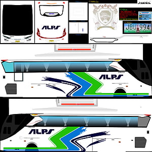 ALPS Bus Livery Design Template with Blue and Green Graphics HD phone wallpaper