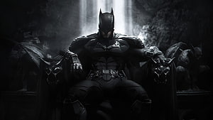 Batman Seated in the Batcave with Bats and Dramatic Light Beams, The Batman Movie 2022 PC, #the batman HD wallpaper