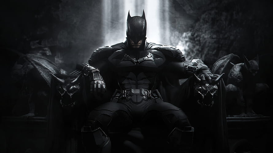 Batman Seated in the Batcave with Bats and Dramatic Light Beams, The Batman Movie 2022 PC, #the batman HD wallpaper