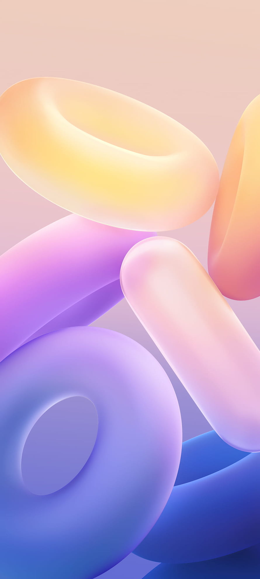 Abstract 3D Pastel Shapes Wallpaper With Smooth Curves And Soft Gradient Colors HD phone wallpaper