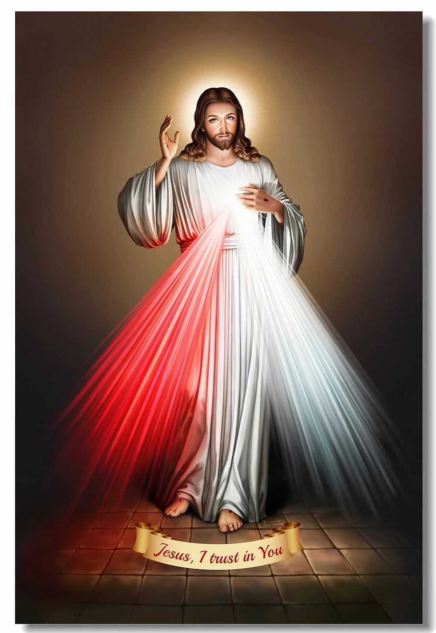 Divine Jesus Christ with Sacred Heart Rays and Halo Religious Art HD phone wallpaper