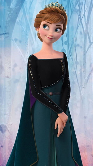 Anna from Frozen in Royal Green Gown and Crown HD phone wallpaper