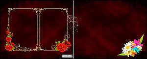 Elegant Floral Wedding Album Frame Template with Red Roses and Gold Ornamentation HD wallpaper