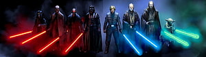 Star Wars Jedi and Sith Masters Wielding Lightsabers in Cinematic Lineup HD wallpaper